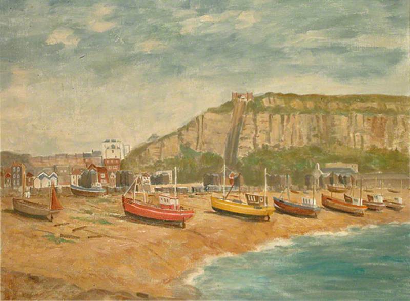East Hill, Hastings, East Sussex, from Harbour Arm