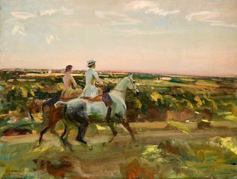 Two Lady Riders under an Evening Sky