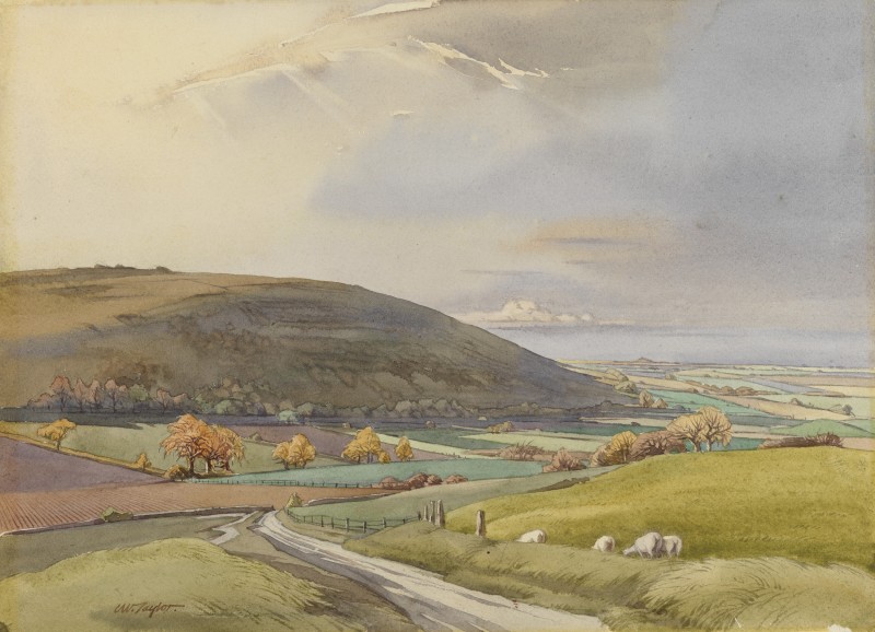 Landscape with a Hill in Middle Distance and Sheep in the Foreground