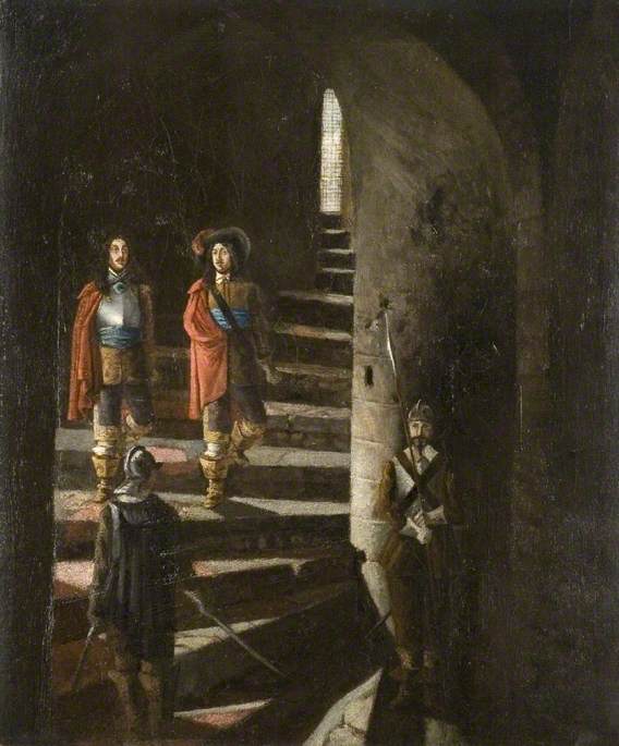 Lucas and Lisle Descending the Great Stair, Colchester Castle