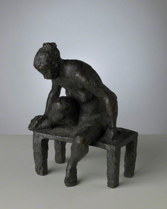 Nude Seated on a Bench Holding Her Right Foot