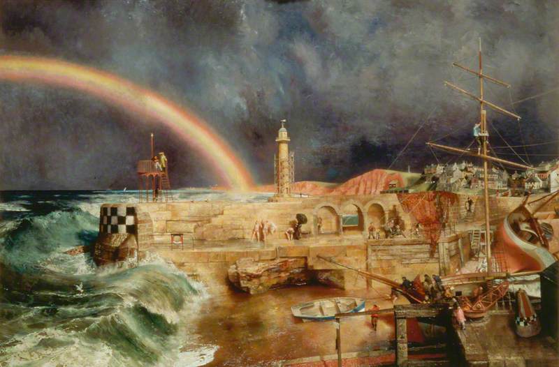 Coast Scene with a Rainbow