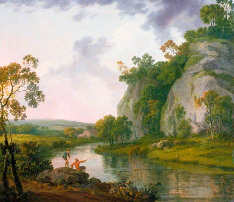 Landscape with Two Boys Fishing, Evening