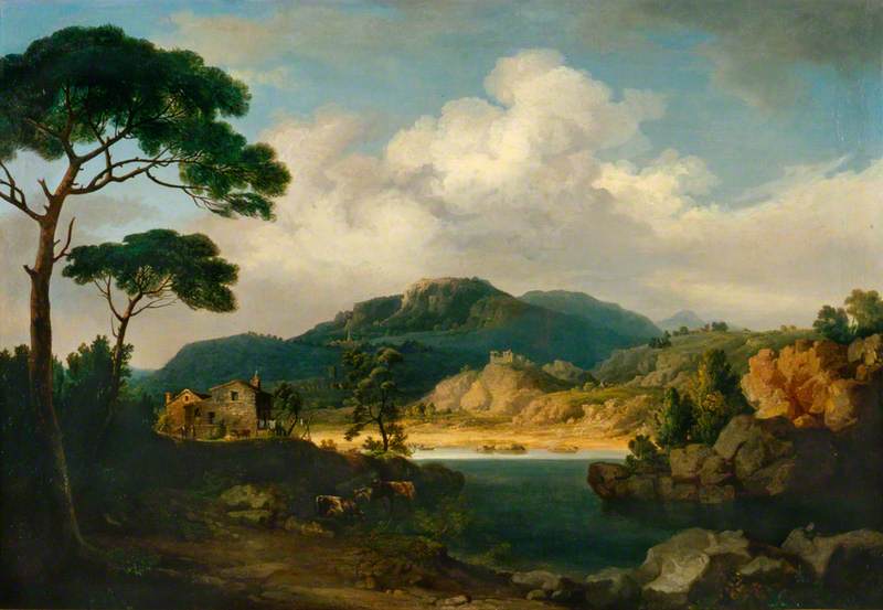 Italianate Landscape with Umbrella Pines and River