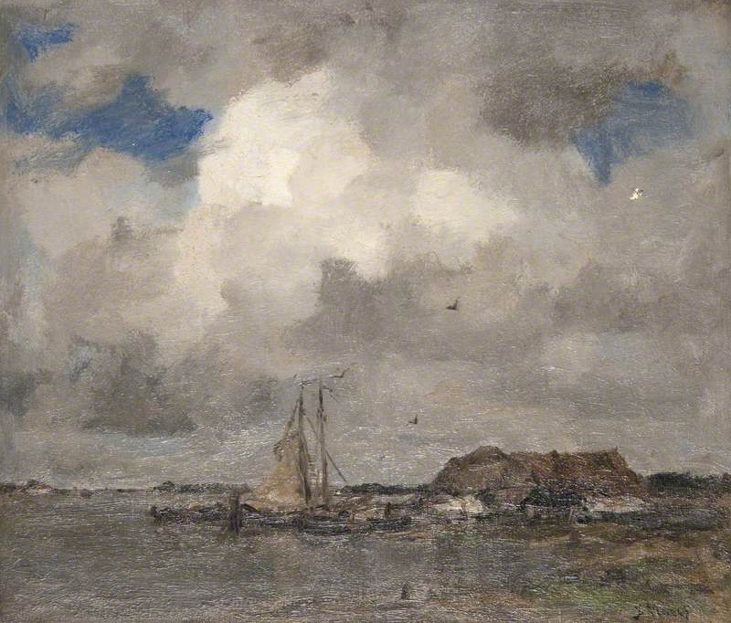 River Scene with a Storm Cloud