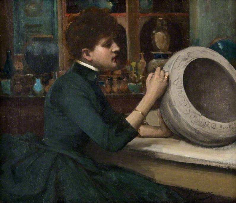 Woman Painting a Pot