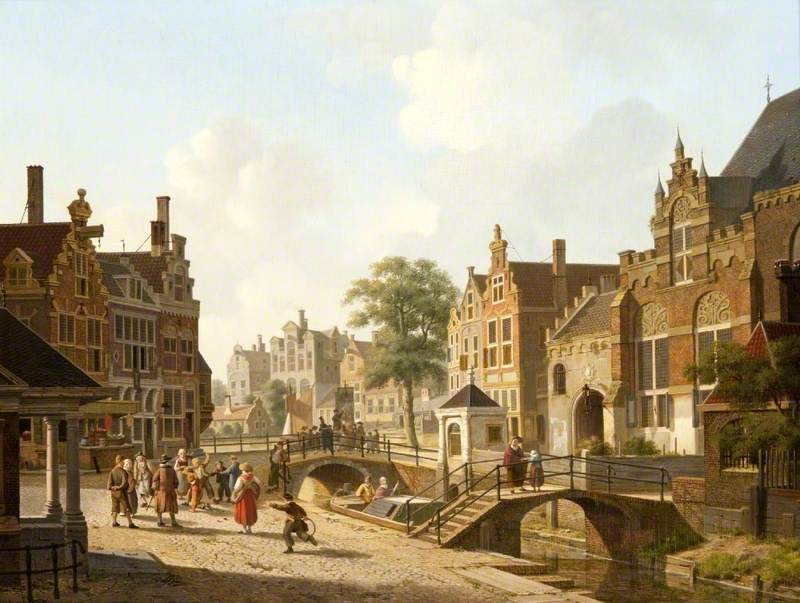 A Dutch Street, with Children Fighting