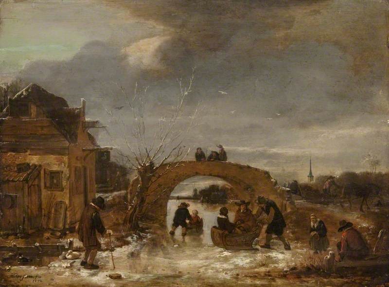 Figures on a Frozen Canal