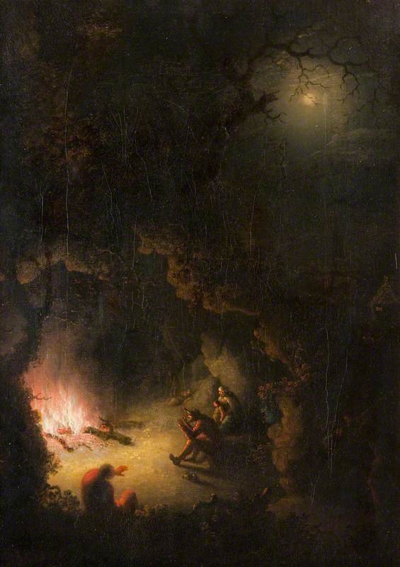 Cavern Scene by Firelight
