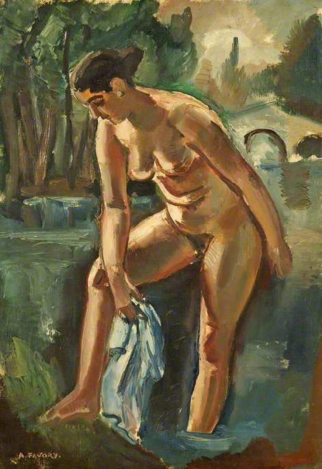 Nude Bathing in a River