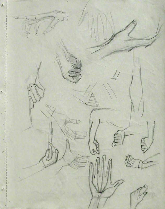 Hand in Various Attitudes & Figures Showing the Musculature