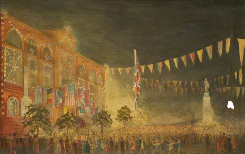 Sale Town Hall on VJ Night, 15 August 1945