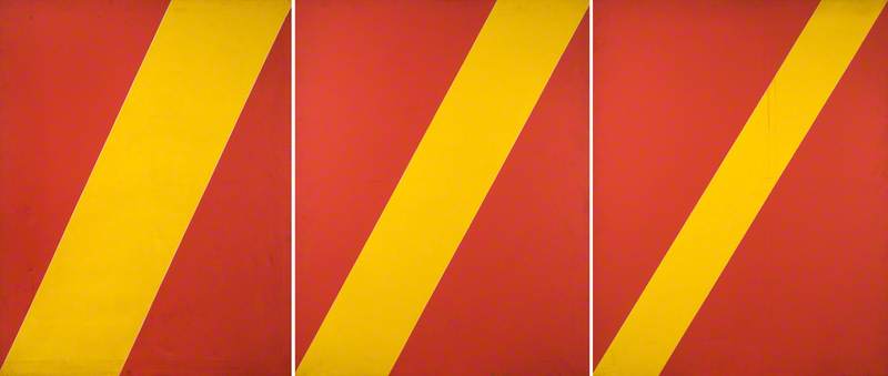 Three Yellow Diagonals on Red