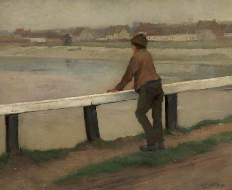 Figure Looking at a River