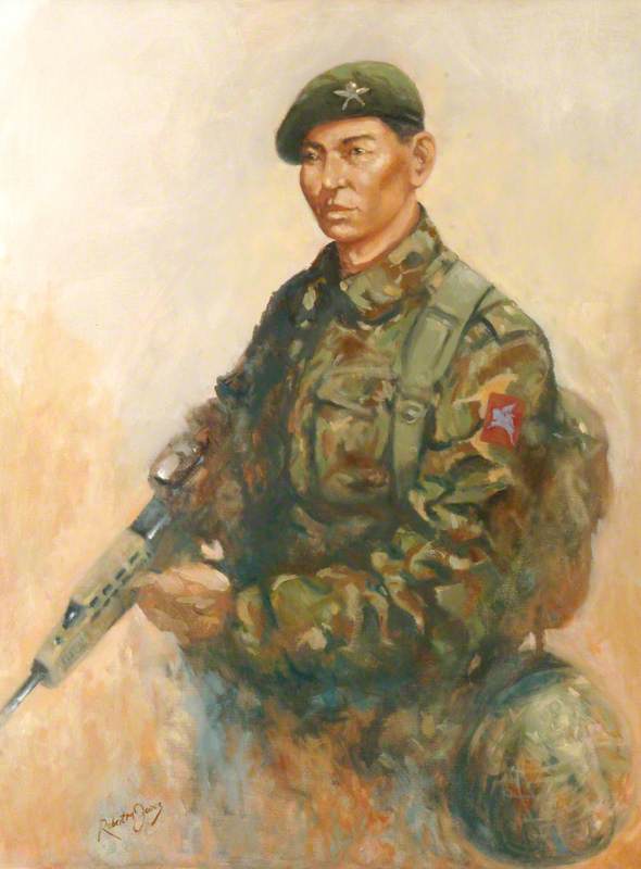 A Soldier of Queen Elizabeth's Own Gurkha Rifles on Duty in Kosovo