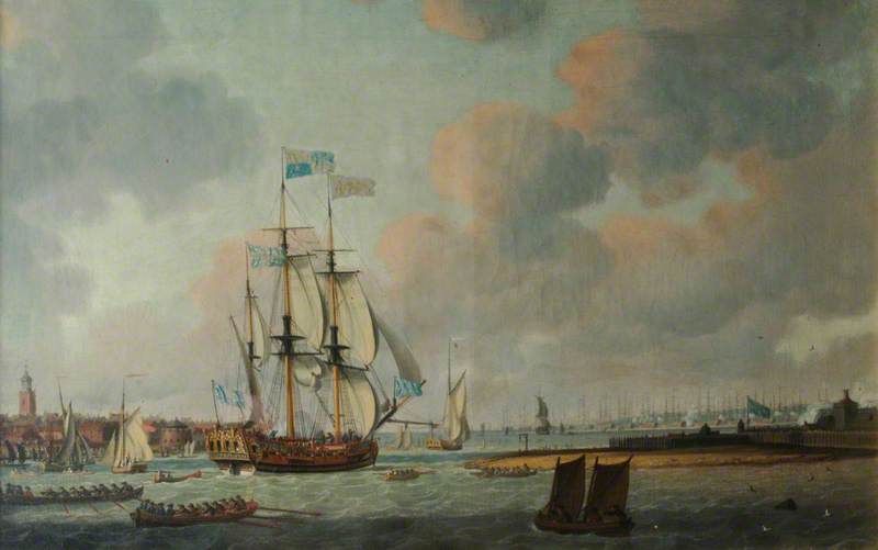 British Warship Leaving Portsmouth Harbour