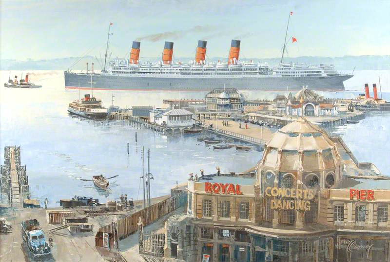 Cunard White Star RMS 'Aquitania', Leaving Royal Pier, Southampton, 1948