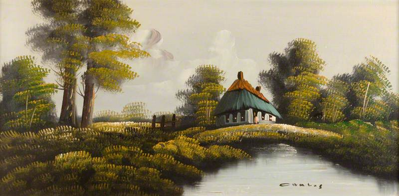 House by a Lake with Trees