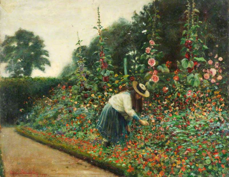 Girl Tending a Garden
