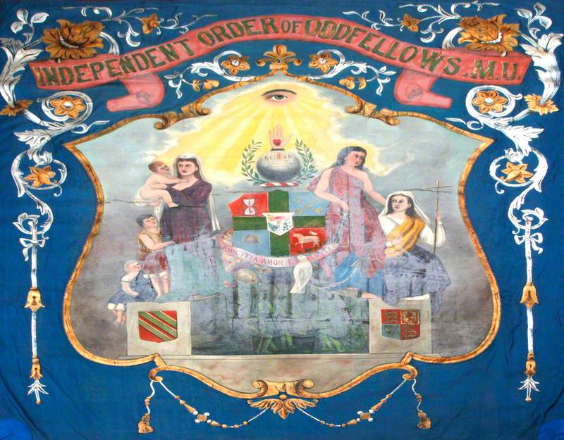 Independent Order of Oddfellows Banner: 'Independent Order of Oddfellows M. U.'