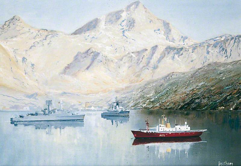 HMS 'Endurance', 'Plymouth' and 'Antrim' at Grytviken, South Georgia