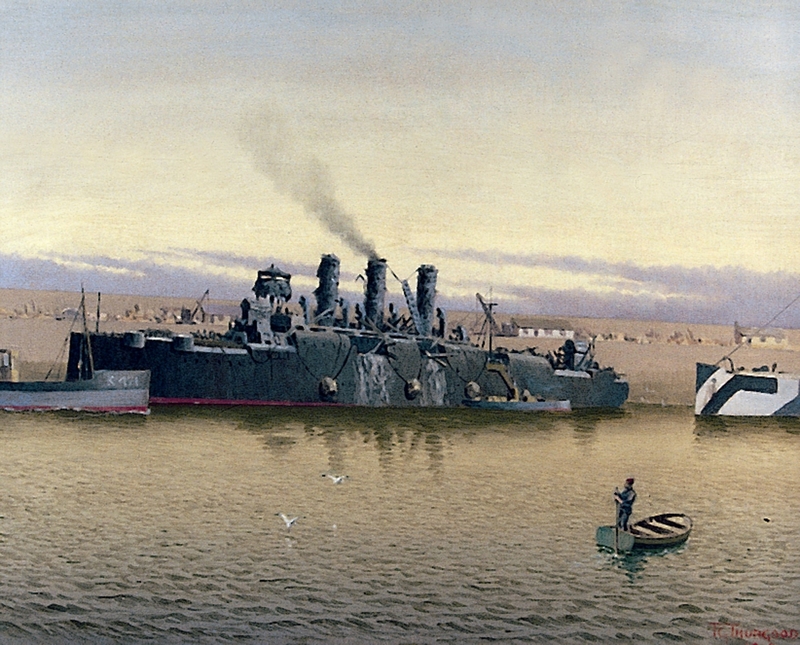 HM Cruiser 'Vindictive', Assaulted the 'Mole' at Zeebrugge against the Germans, April 1918