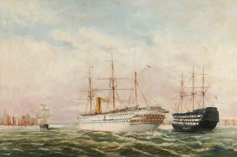 Troopship 'Seraphis' Leaving Portsmouth Harbour