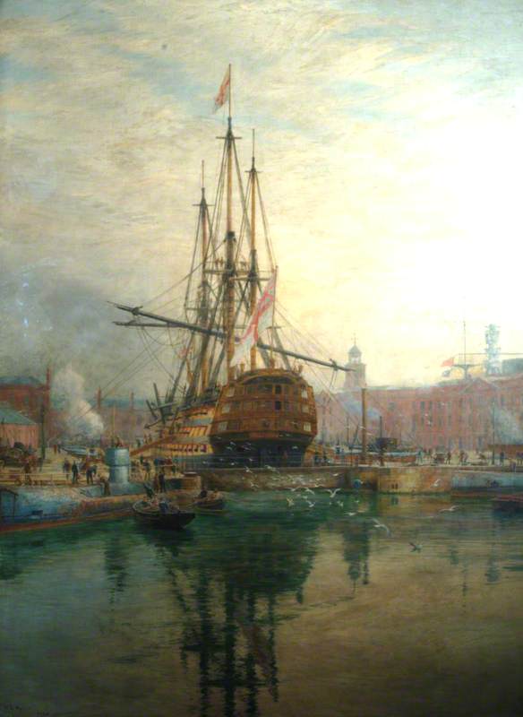 The Main Yard of HMS 'Victory' Being Crossed