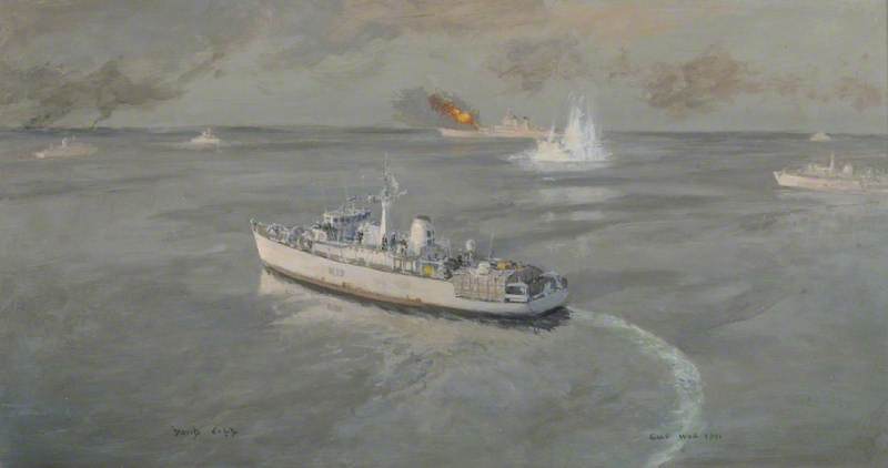 HMS 'Gloucester', USS 'Missouri', USS 'Adroit', HMS 'Ledbury', HMS 'Dulverton', HMS 'Cattistock' and HMS 'Atherton'
