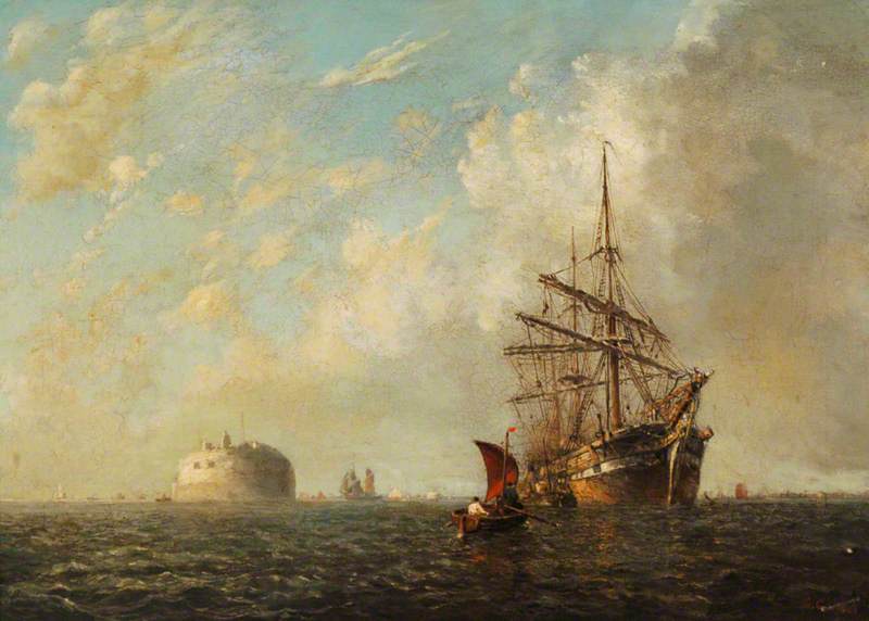 Sailing Ship off Solent Fort