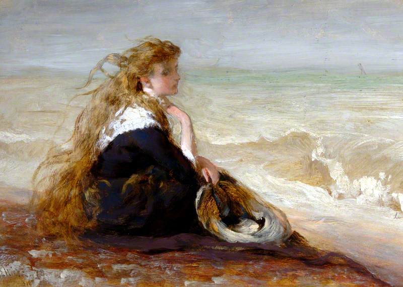 Girl Seated by Shore