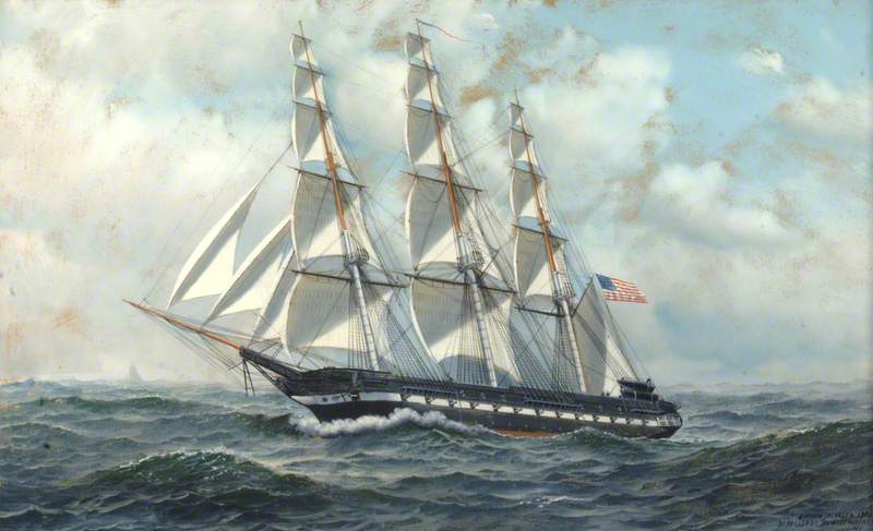 American Warship under Sail