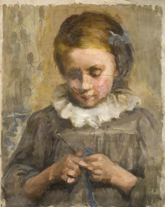 A Study of a Girl Knitting