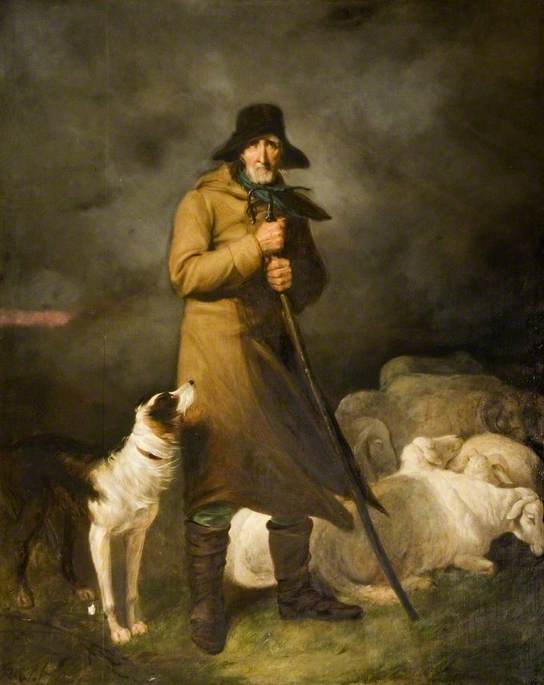 Summer Storm: A Shepherd with His Dog and Sheep in a Stormy Landscape