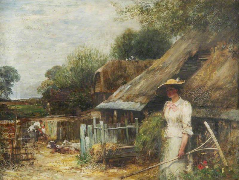 Farmyard, Girl in a White Dress