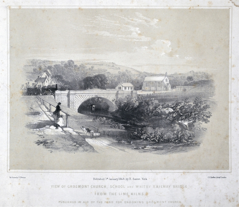 View of Grosmont Church, School and Whitby Railway Bridge from the Lime Kilns