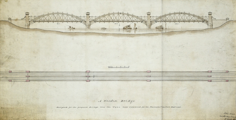A Wooden Bridge Designed for the Proposed Bridge over the Tyne near Scotswood for the Newcastle and Carlisle Railroad