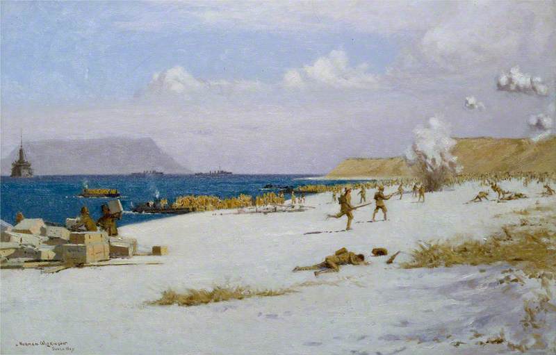 Troops Landing on C Beach, Suvla Bay, Later in the Day, 7 August 1915