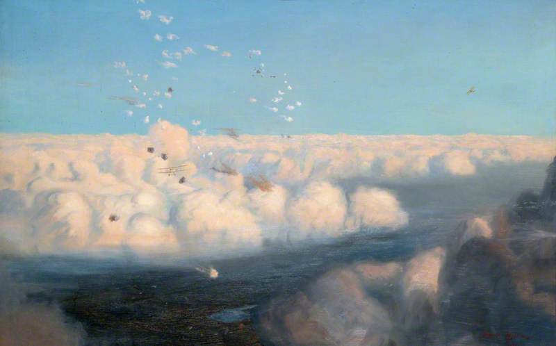 Artillery Observation: BE2c Machines over Hooge Ranging British Guns by Means of Wireless Telegraphy, 1915