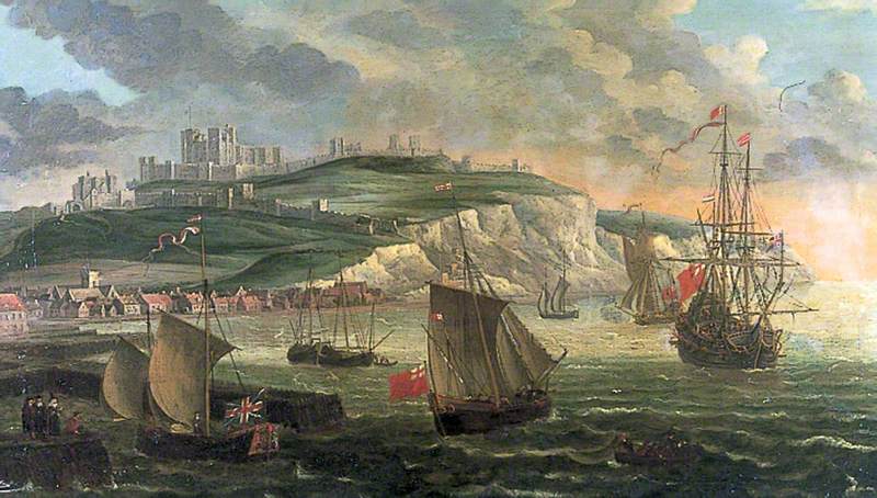 Shipping off Dover with an English Yacht Entering the Harbour