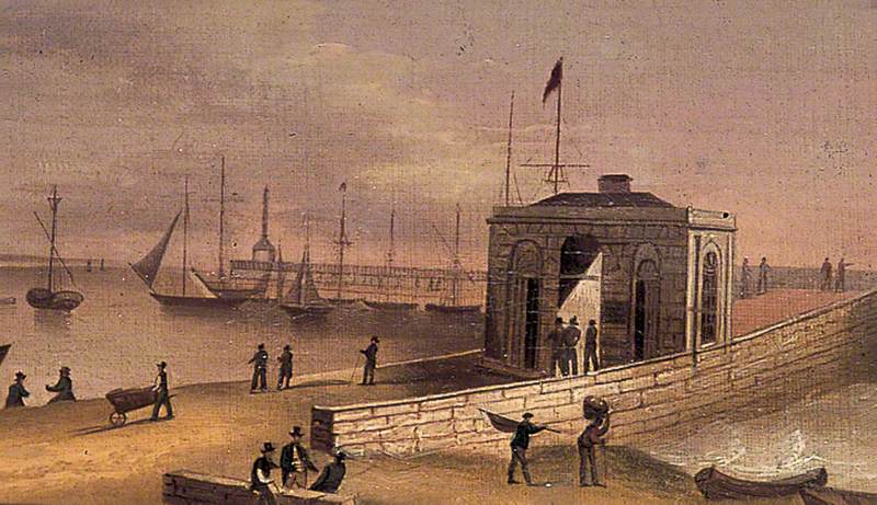 Shipping in Margate Harbour, Kent, with Droit House and Stone Pier