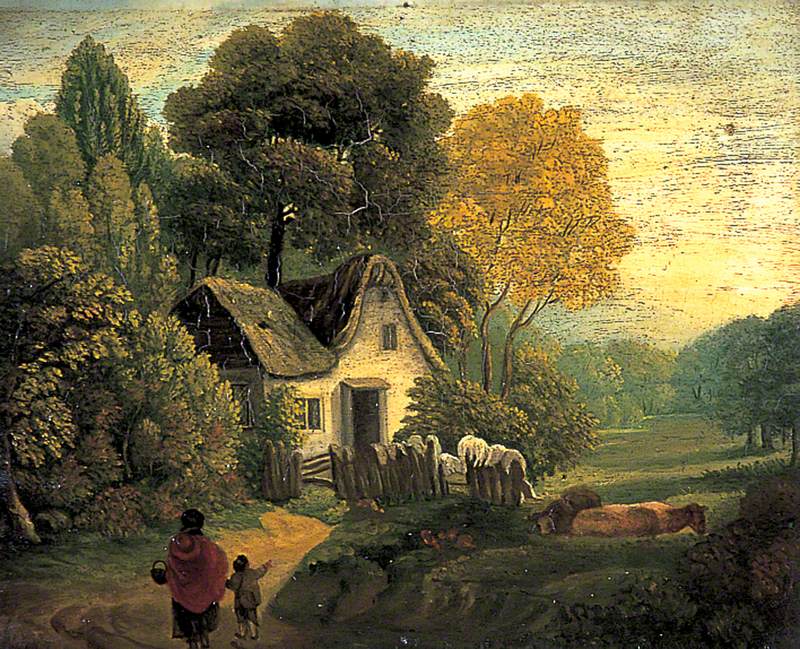Cottage in a Wood with Cattle