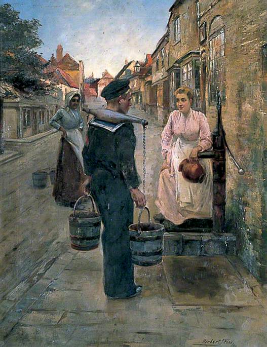 Sailor and a Girl in Delf Street, Sandwich, Kent
