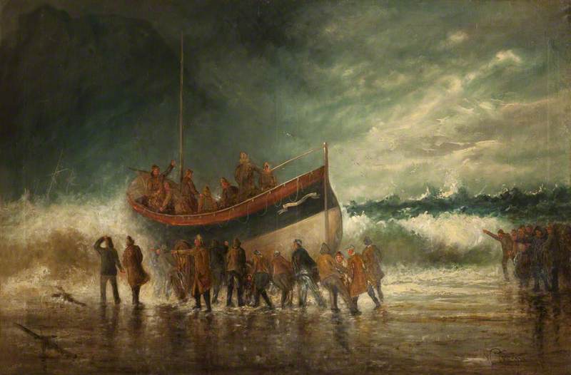 Launching the Lifeboat on the Yorkshire Coast