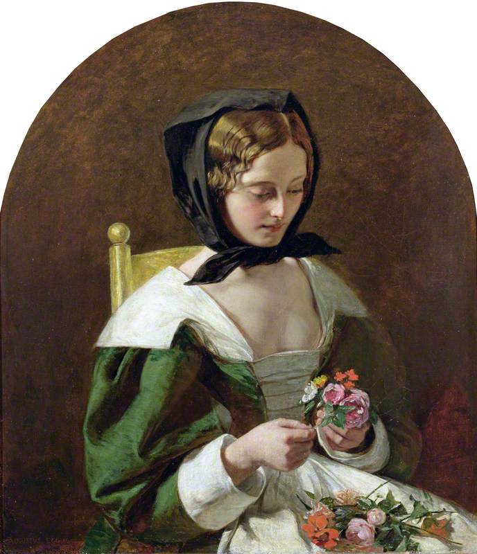 Girl Making a Bouquet of Flowers