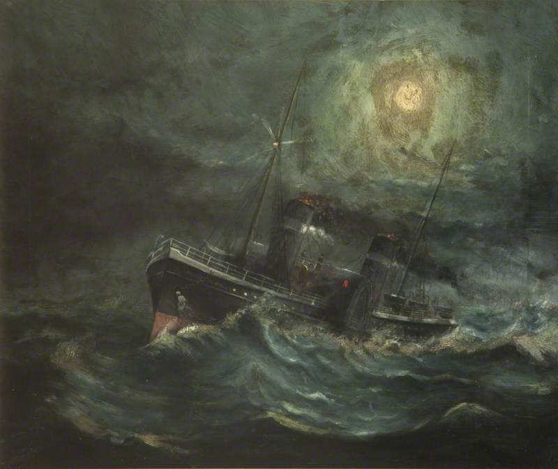 Paddle Steamer in Stormy Sea