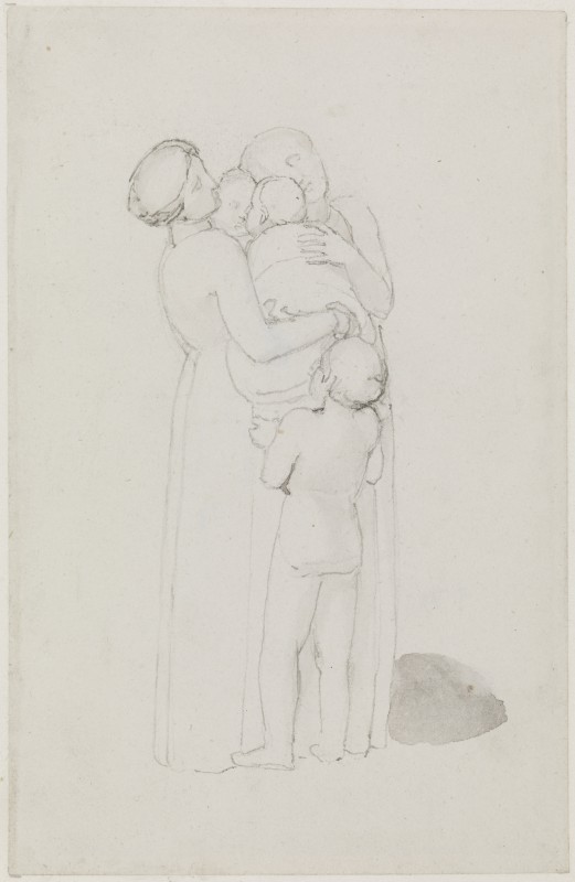 Two Women Hold between Them Two Babies