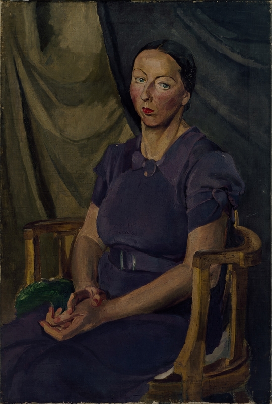 Portrait of a Woman Wearing a Mauve Dress