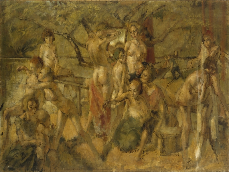 A Group of Bathers on the Banks of a River