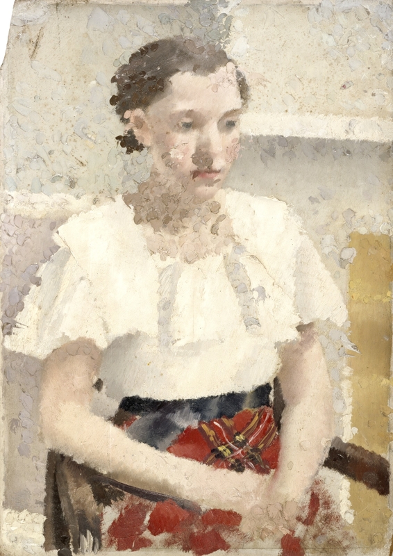 Study of Seated Woman in a Tartan Skirt